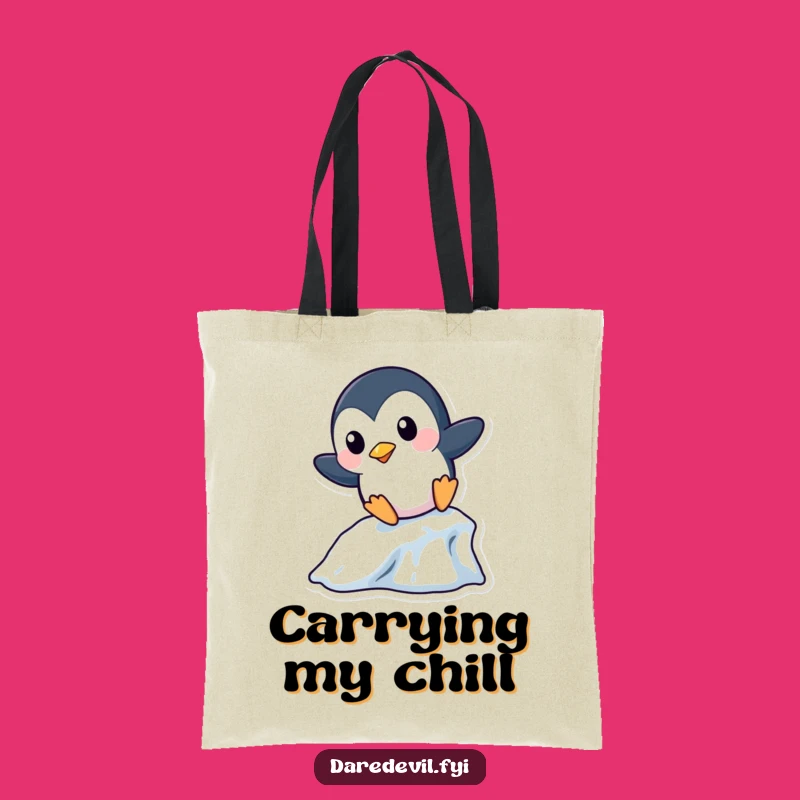 Funny Penguin Icicle Tote Bag: Playful Penguin Carry-All, Winter Style, Perfect Funny Gift