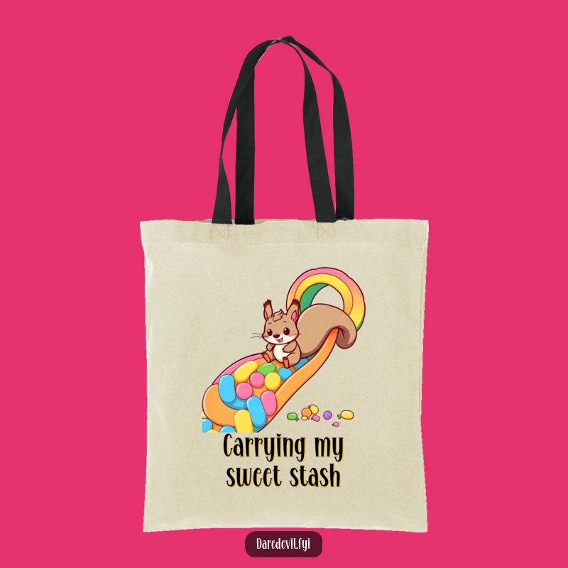 Funny Squirrel Candy Slide Tote Bag: Playful Sweetness for a Chic Gift