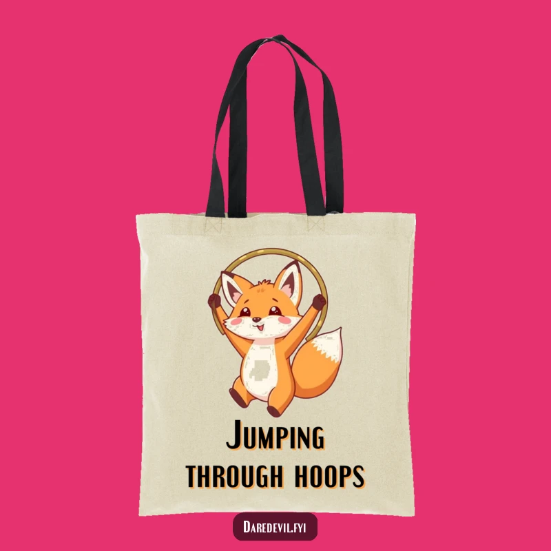 Funny Fox Hoop Jump Tote Bag: Practical Animal Humor Carryall, Ideal Funny Gift